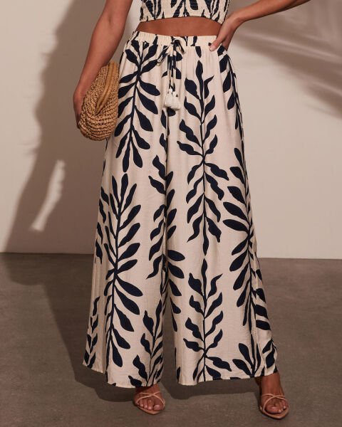 ECRU-BLACK-PRINTED PANTS