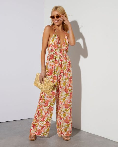 ECRU-RED-FLORAL JUMPSUIT