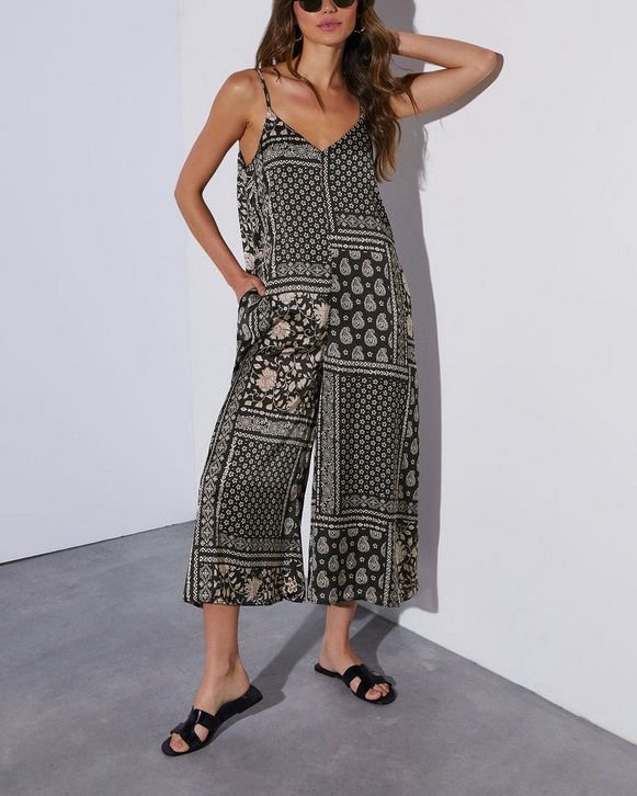 BLACK-PRINTED JUMPSUIT