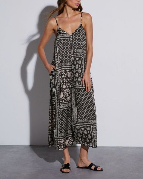 BLACK-PRINTED JUMPSUIT