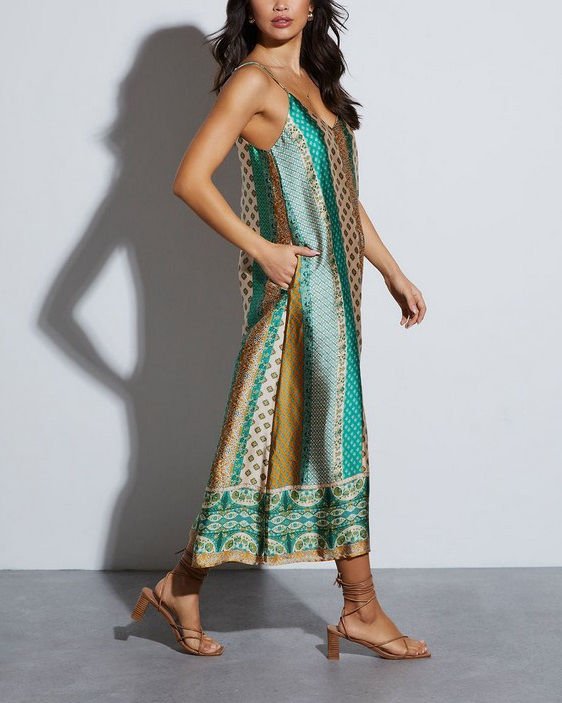 GREEN-BEIGE-PRINTED JUMPSUIT