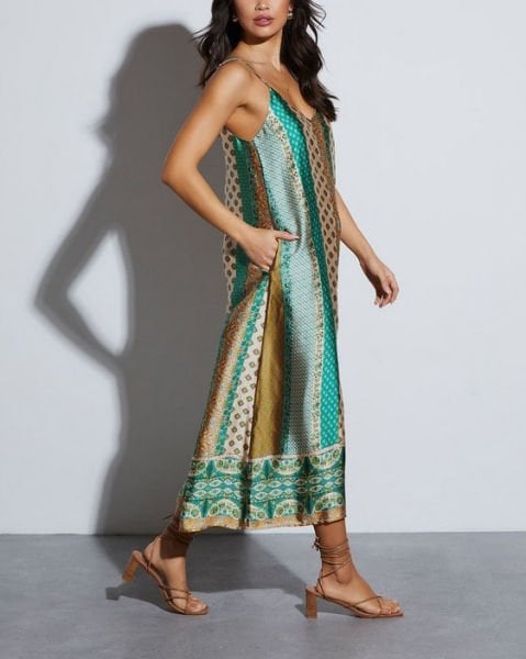 GREEN-BEIGE-PRINTED JUMPSUIT