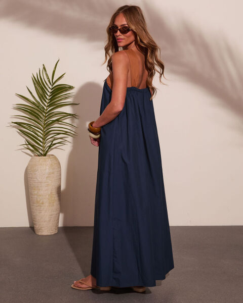 NAVY-BROWN DRESS M - NAVY-BROWN