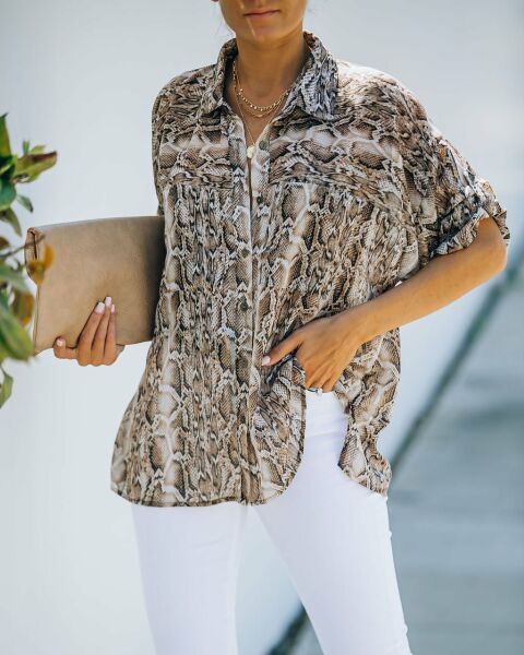 Chemise Marron-Imprimé Serpent Nd24095