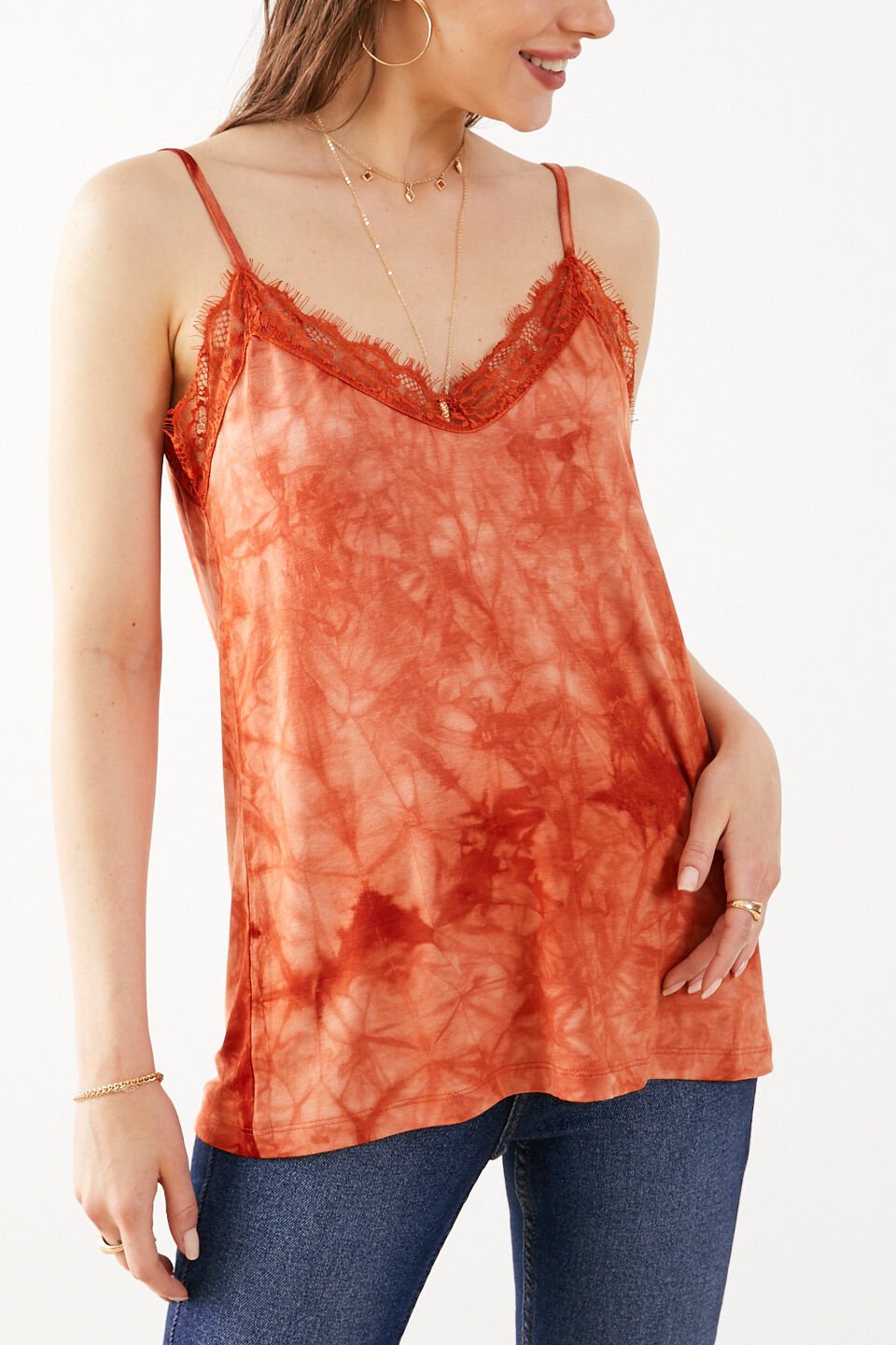 ORANGE-BATIK VEST TOP