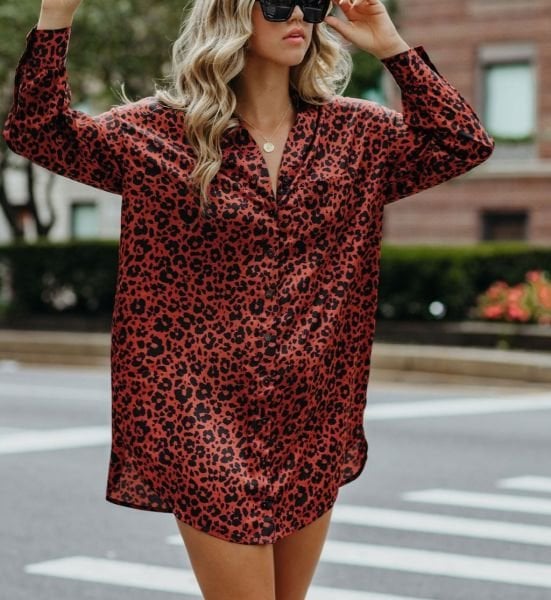 TILE-BLACK-LEOPARD ELBİSE