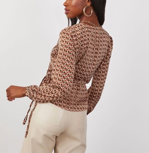BROWN-PRINTED BLUZ