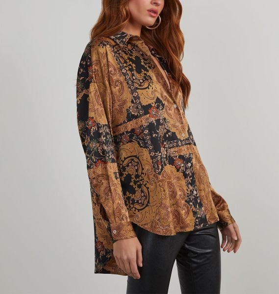 BROWN-BLACK-PRINTED GÖMLEK