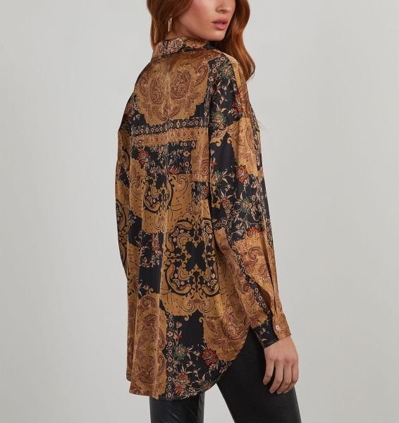 BROWN-BLACK-PRINTED GÖMLEK