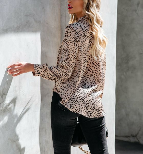 Blouse Brown-Black-Leopard Nd24120