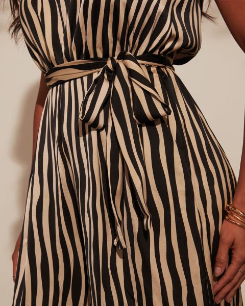 BLACK-BEIGE-STRIPED JUMPSUIT