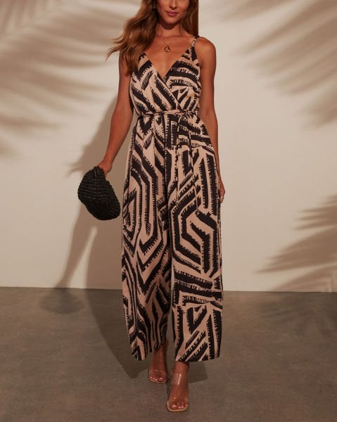 BLACK-LATTE-PRNTED JUMPSUIT