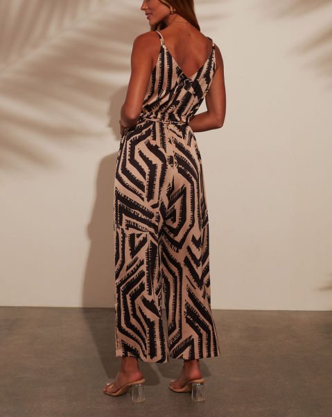 BLACK-LATTE-PRNTED JUMPSUIT