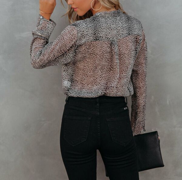 Blouse Grey-Black-Prınted Nd24131
