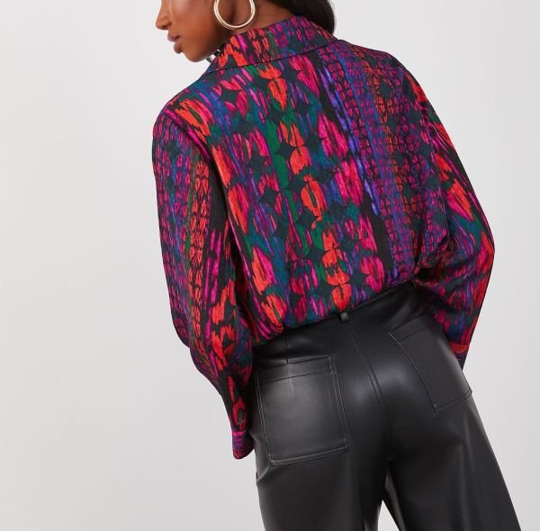 PURPLE-RED-PRINTED BLUZ