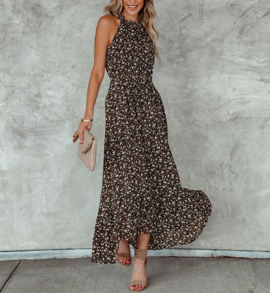 Dress Brown-Floral Nd24165