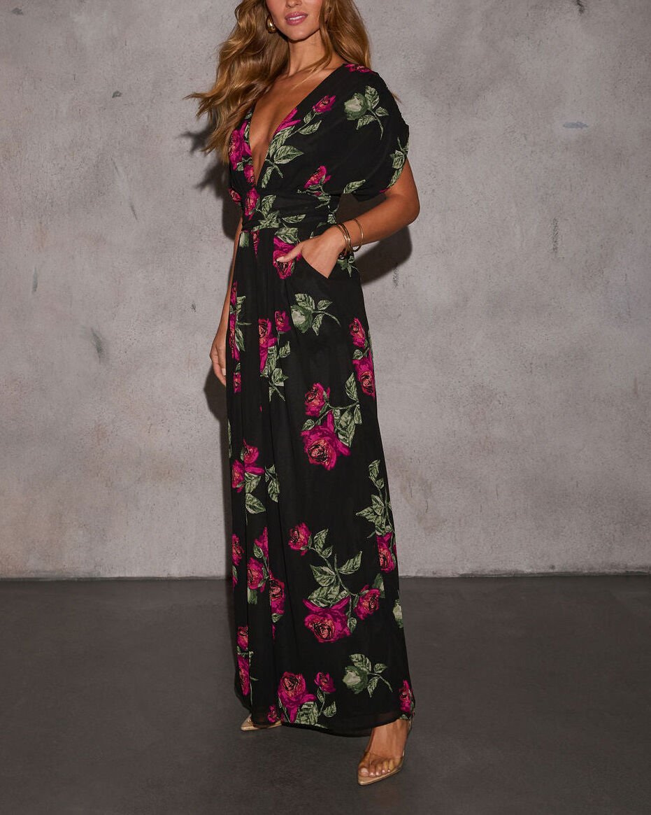 BLACK-WINE-FLORAL JUMPSUIT