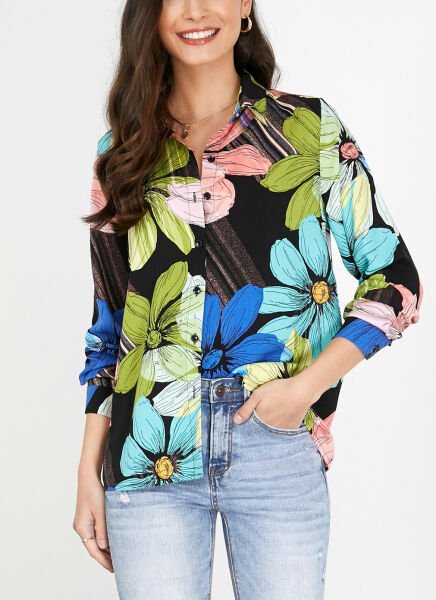 BLACK-FLORAL SHIRT