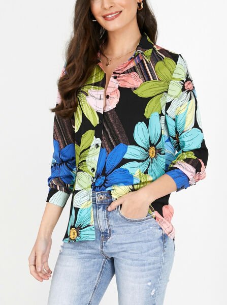 BLACK-FLORAL SHIRT