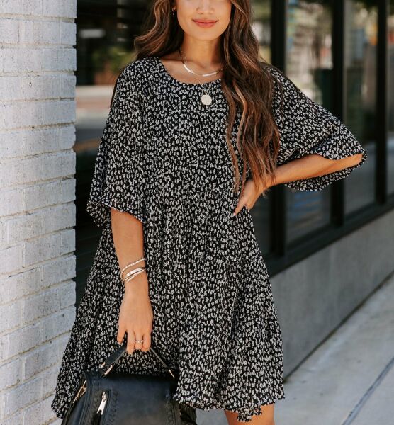 Dress Black-Floral Nd24247