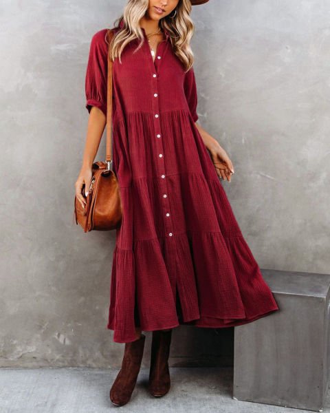 Burgundy Elbise