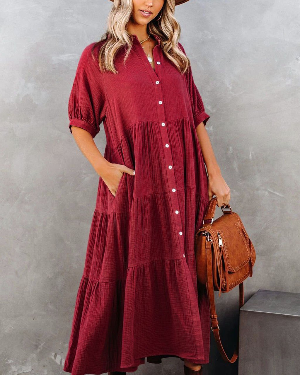 Burgundy Elbise