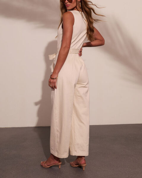 WHITE JEANS JUMPSUIT
