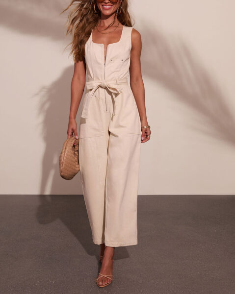 WHITE JEANS JUMPSUIT