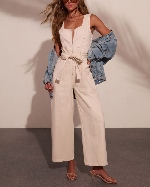 WHITE JEANS JUMPSUIT