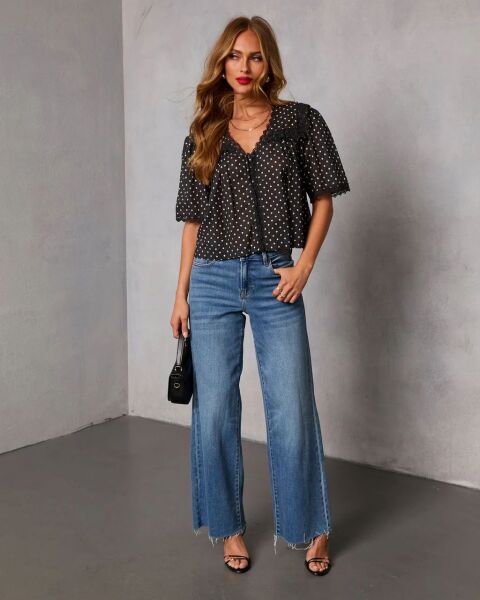 BLACK-POLKA-DOT BLOUSE