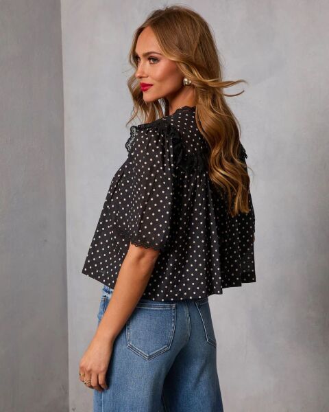 BLACK-POLKA-DOT BLOUSE