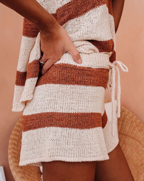 CREAM-TILE-STRIPED TANK-TOP-SHORT-SET XL - CREAM-TILE-STRIPED