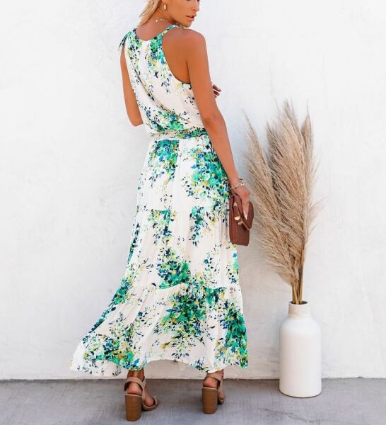 ECRU-GREEN-FLORAL DRESS