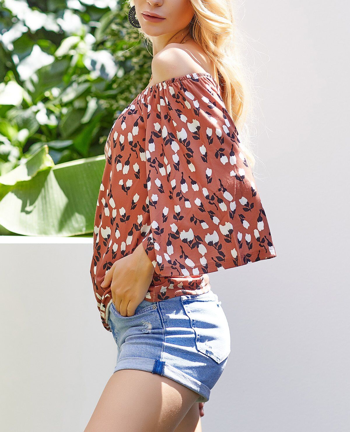 BROWN-FLORAL BLOUSE