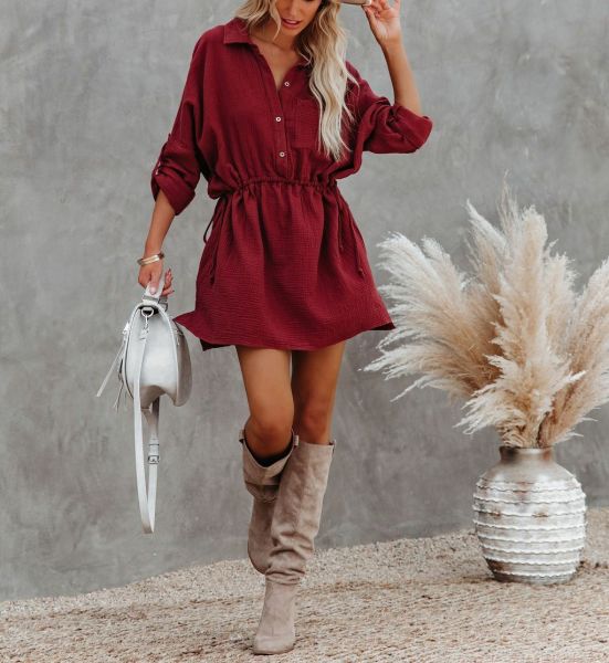 Burgundy Elbise