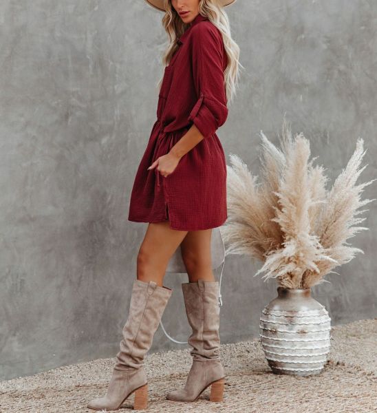 Burgundy Elbise