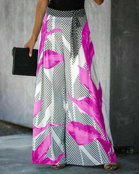 ECRU-FUSCHIA-FLORAL PANTS