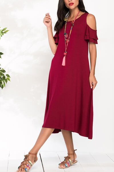 BURGUNDY DRESS