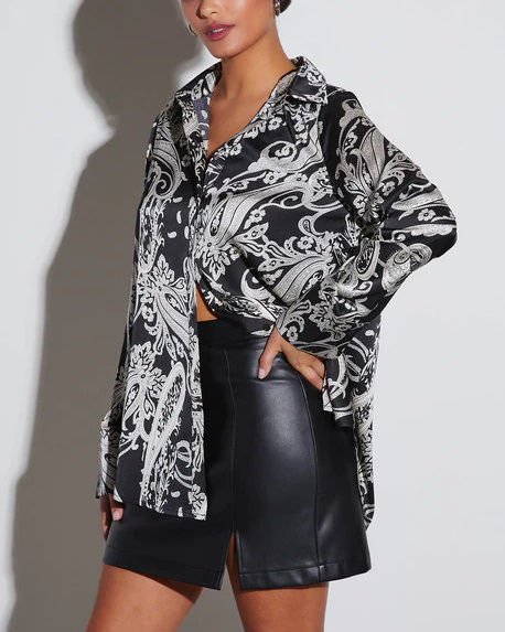 BLACK-ECRU-FLORAL SHIRT