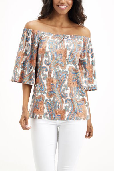 BROWN-BLUE BLOUSE