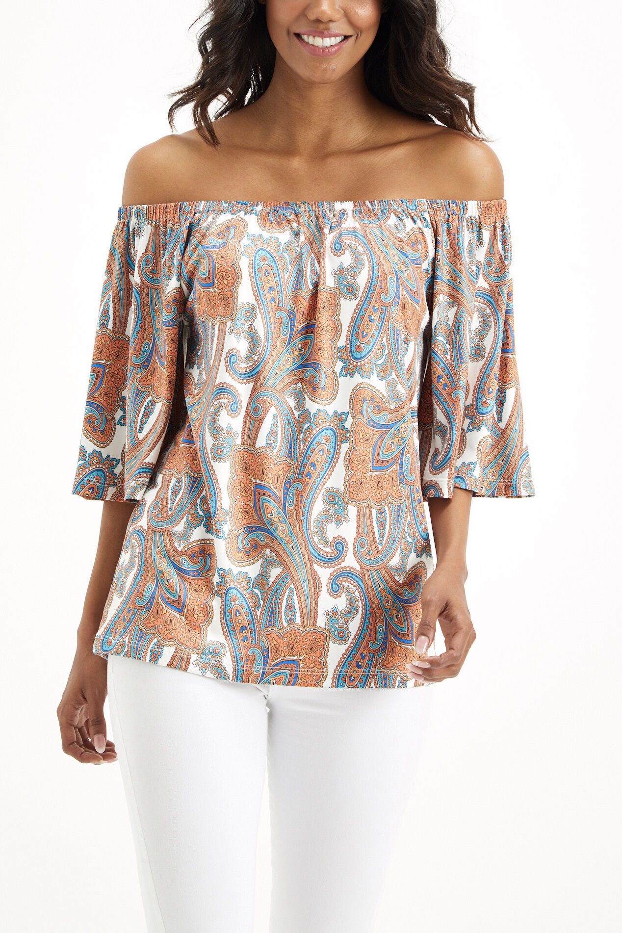 BROWN-BLUE BLOUSE