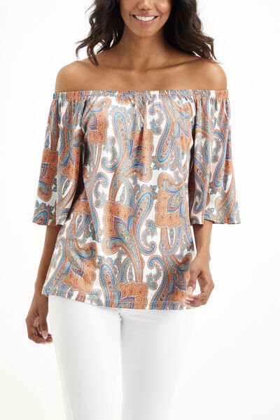 BROWN-BLUE BLOUSE