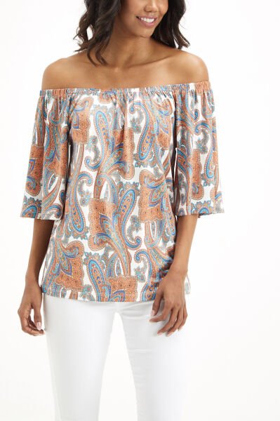 BROWN-BLUE BLOUSE