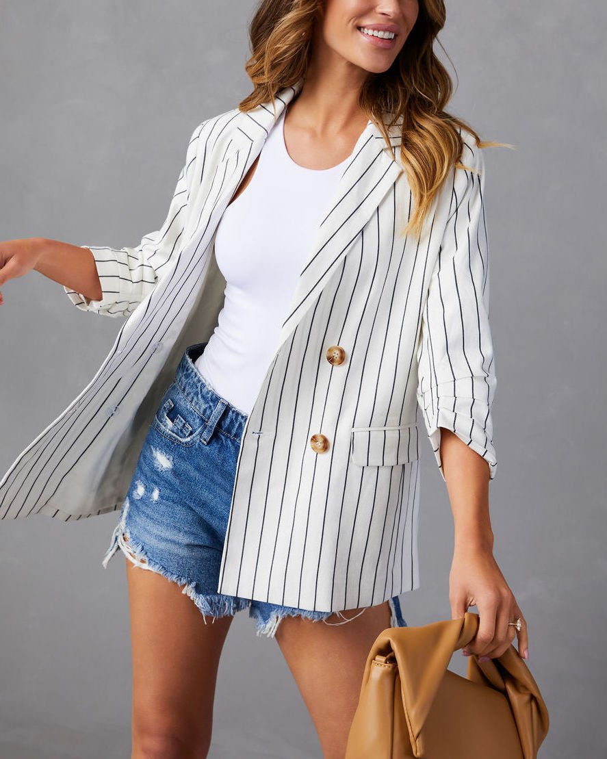 WHITE-GREY BLAZER JACKET