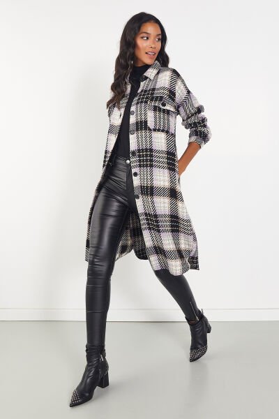 Black-Lılac-Plaıd  Gömlek