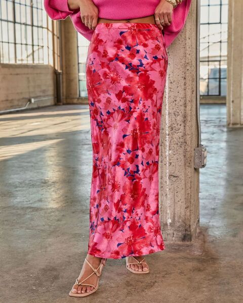PINK-FLORAL SKIRT