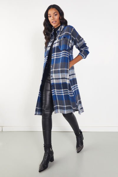 Navy-Ecru-Plaıd  Gömlek