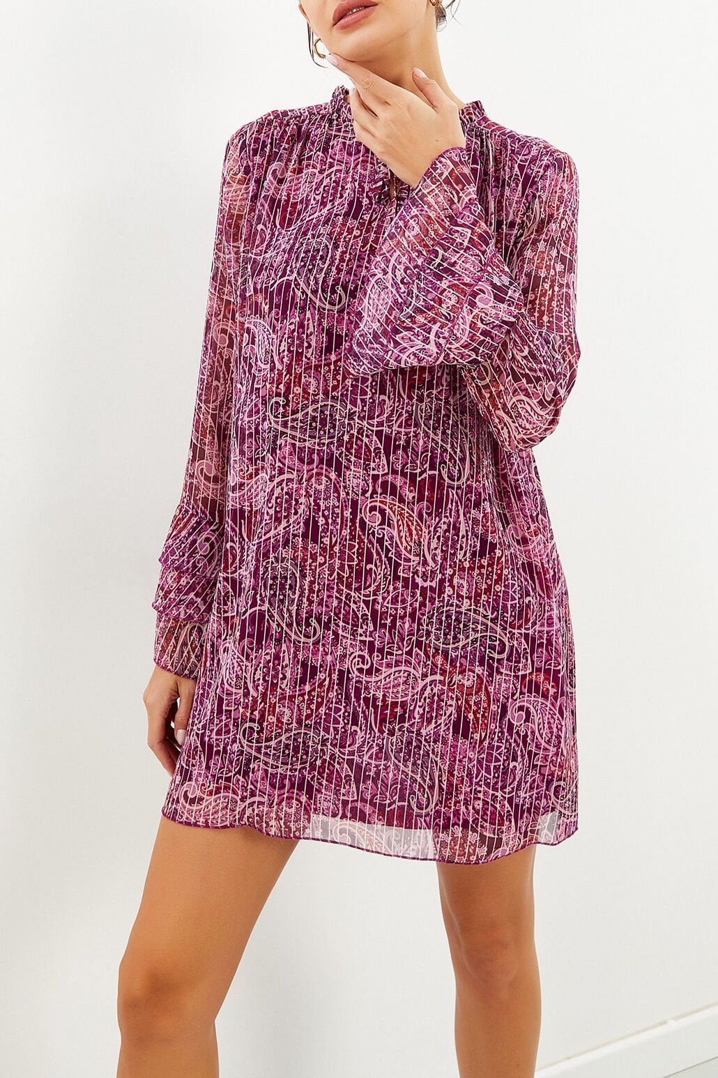 PURPLE-PRINTED DRESS