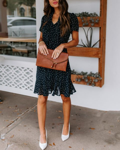 BLACK-POLKA-DOT DRESS