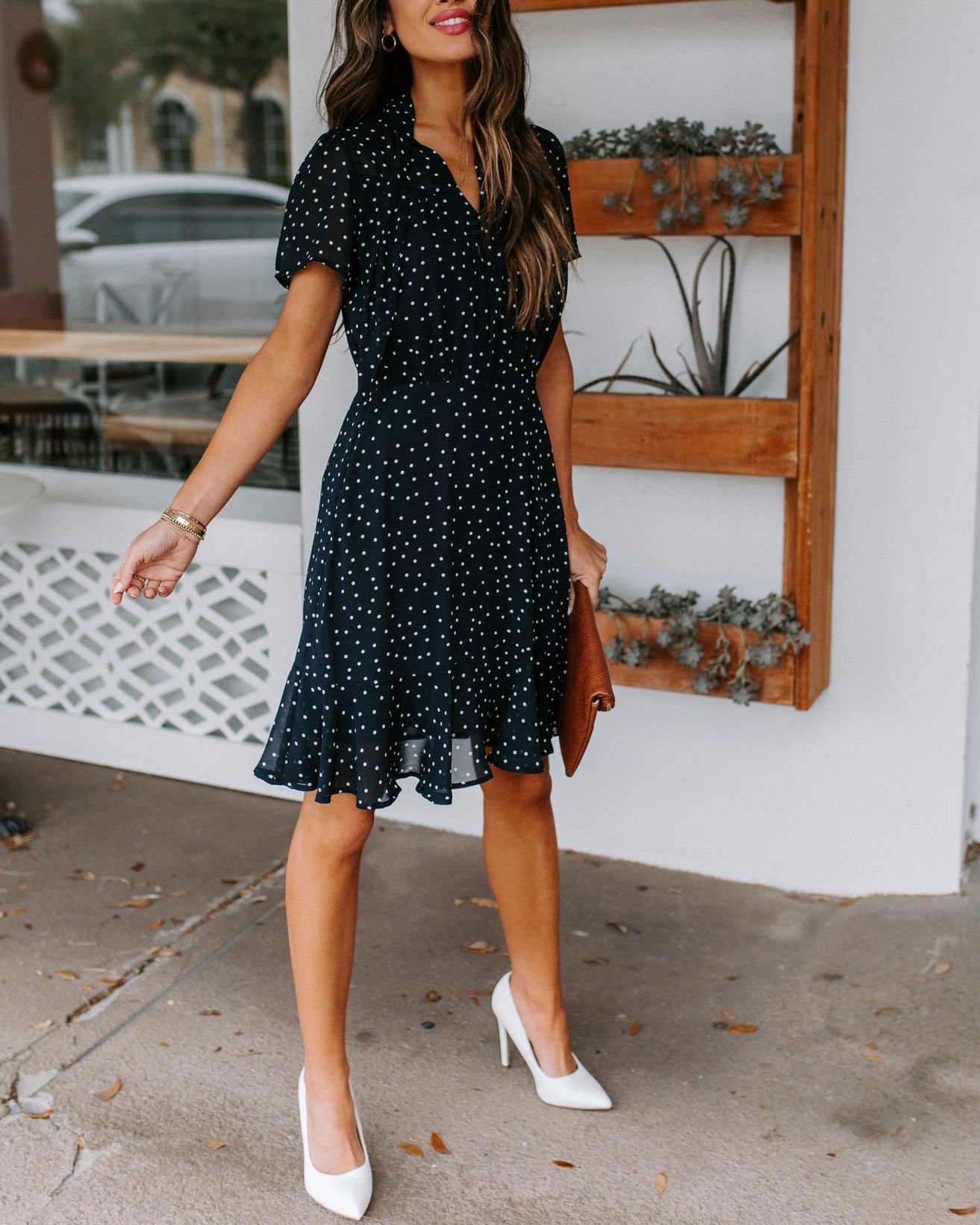 BLACK-POLKA-DOT DRESS